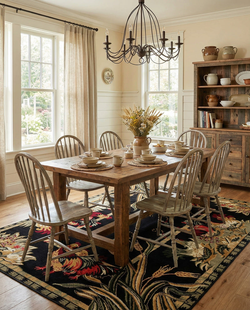 Rural Charm Collection Area Rug - Meadowbrook Rectangle Black  lifestyle 36