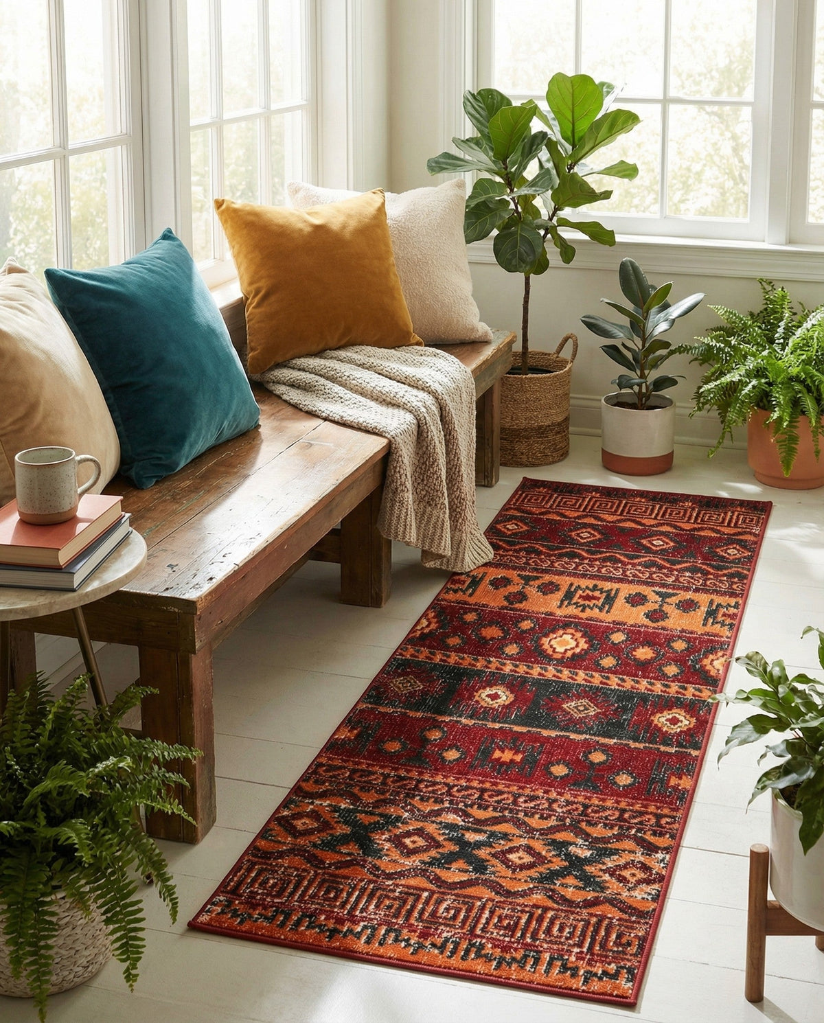 Geneva Terrace Collection Area Rug - Montreux Runner Rust Red  lifestyle 160