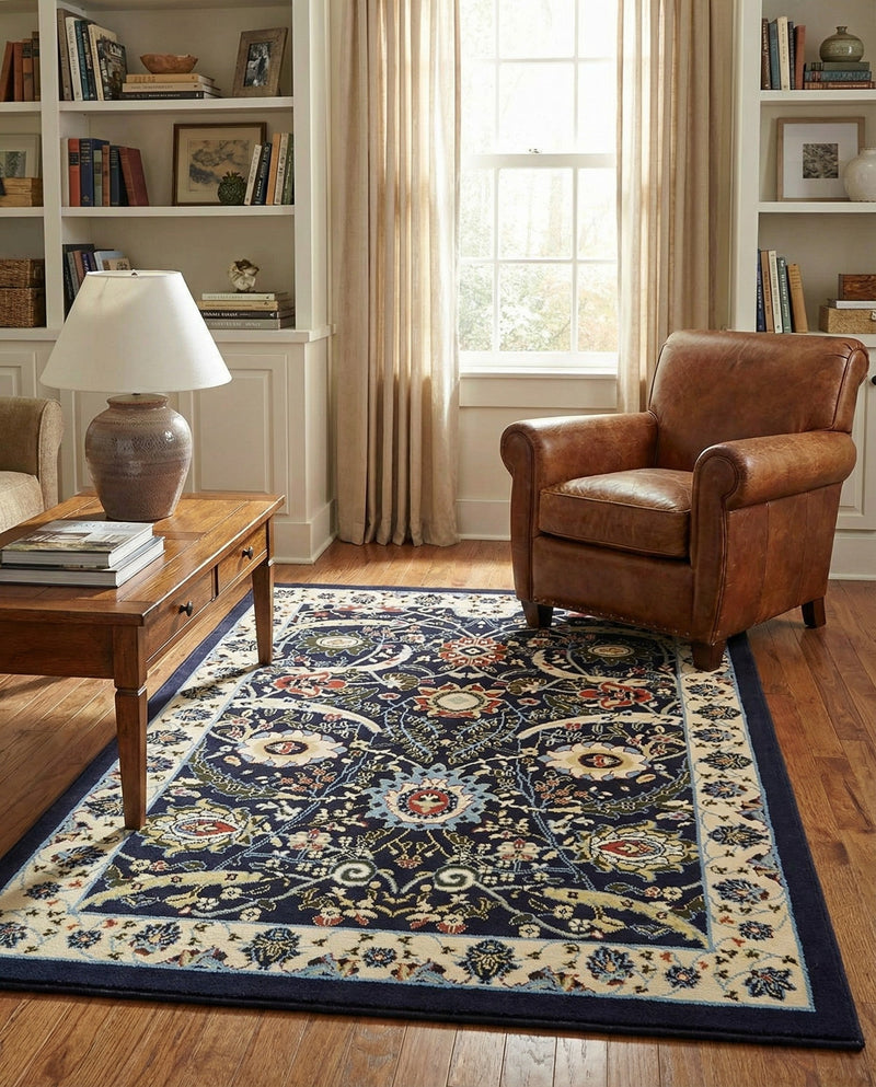 Tabriz Tapestry Collection Area Rug - Sahand (Navy Blue) Rectangle Navy Blue  lifestyle 3