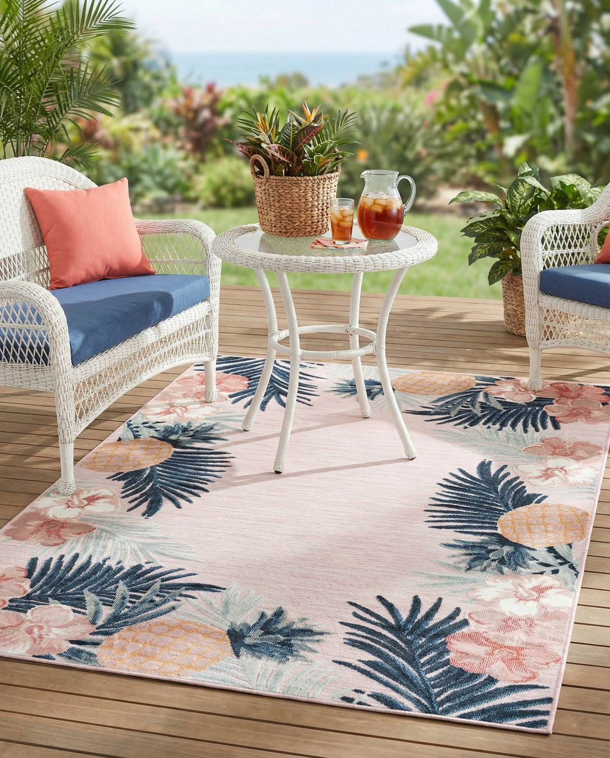 Seaside Blooms Collection Area Rug - Haven Rectangle Pink  lifestyle 40