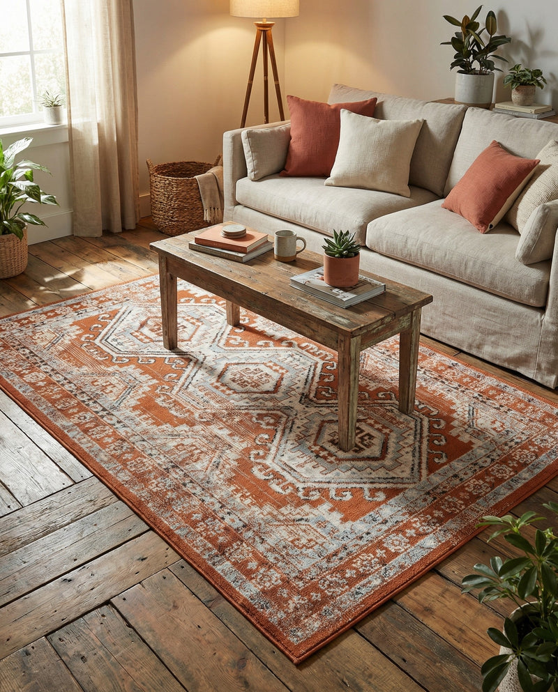 Savannah Elegance Collection Area Rug -  Tybee (Terracotta) Rectangle Terracotta  lifestyle 9