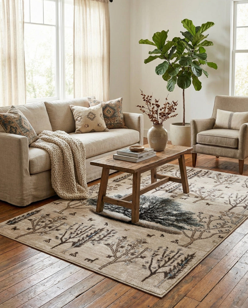 Coastal Haven Collection Area Rug -  Coastline Rectangle Beige  lifestyle 6