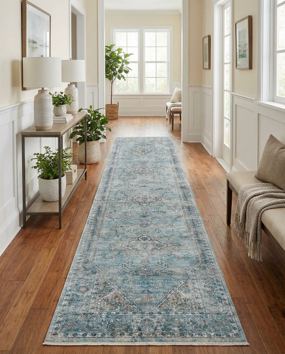 Coastal Haven Collection Area Rug -  Marina Runner Blue  lifestyle 100