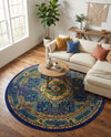 Caribbean Cove Collection Area Rug -  Grenada Round Navy Blue  lifestyle 44