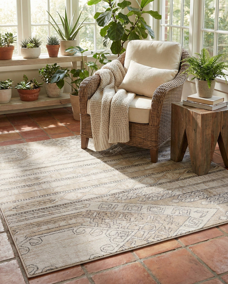 Cascade Range Collection Area Rug - Hood (Ivory) Square Ivory  lifestyle 74
