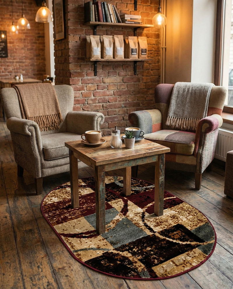 Bistro Lounge Collection Area Rug -  Ristretto Oval Multi  lifestyle 56