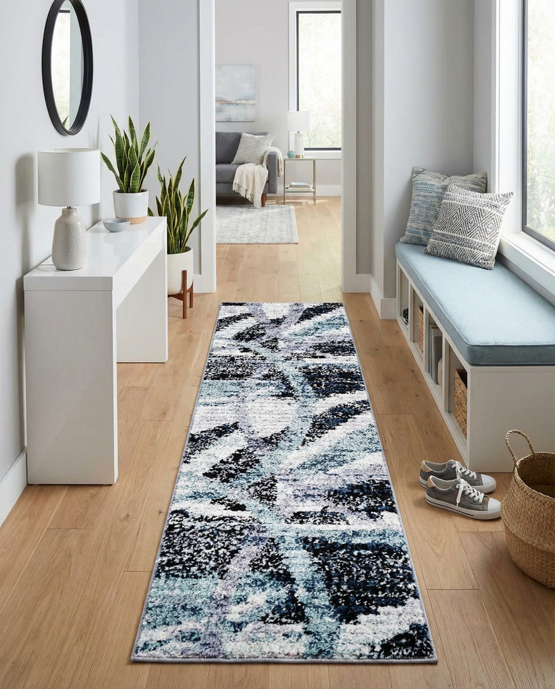 Santa Fe Trails Collection Area Rug -  Navajo Runner Gray and Ivory  lifestyle 51