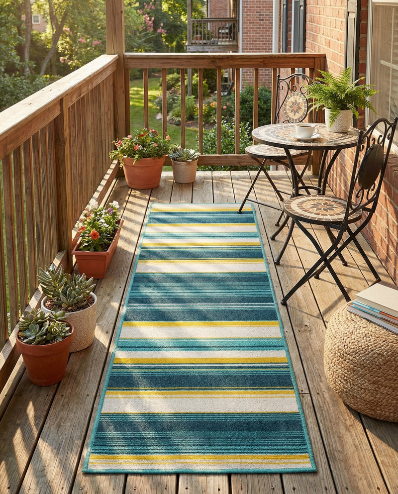 Terrace Fringe Collection Area Rug -  Veranda Runner Multi  lifestyle 66