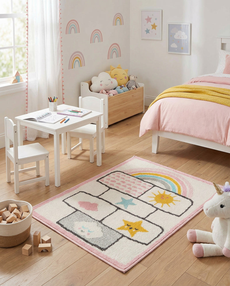 Wonder Tykes Collection Area Rug -  Swirl Rectangle Ivory  lifestyle 8