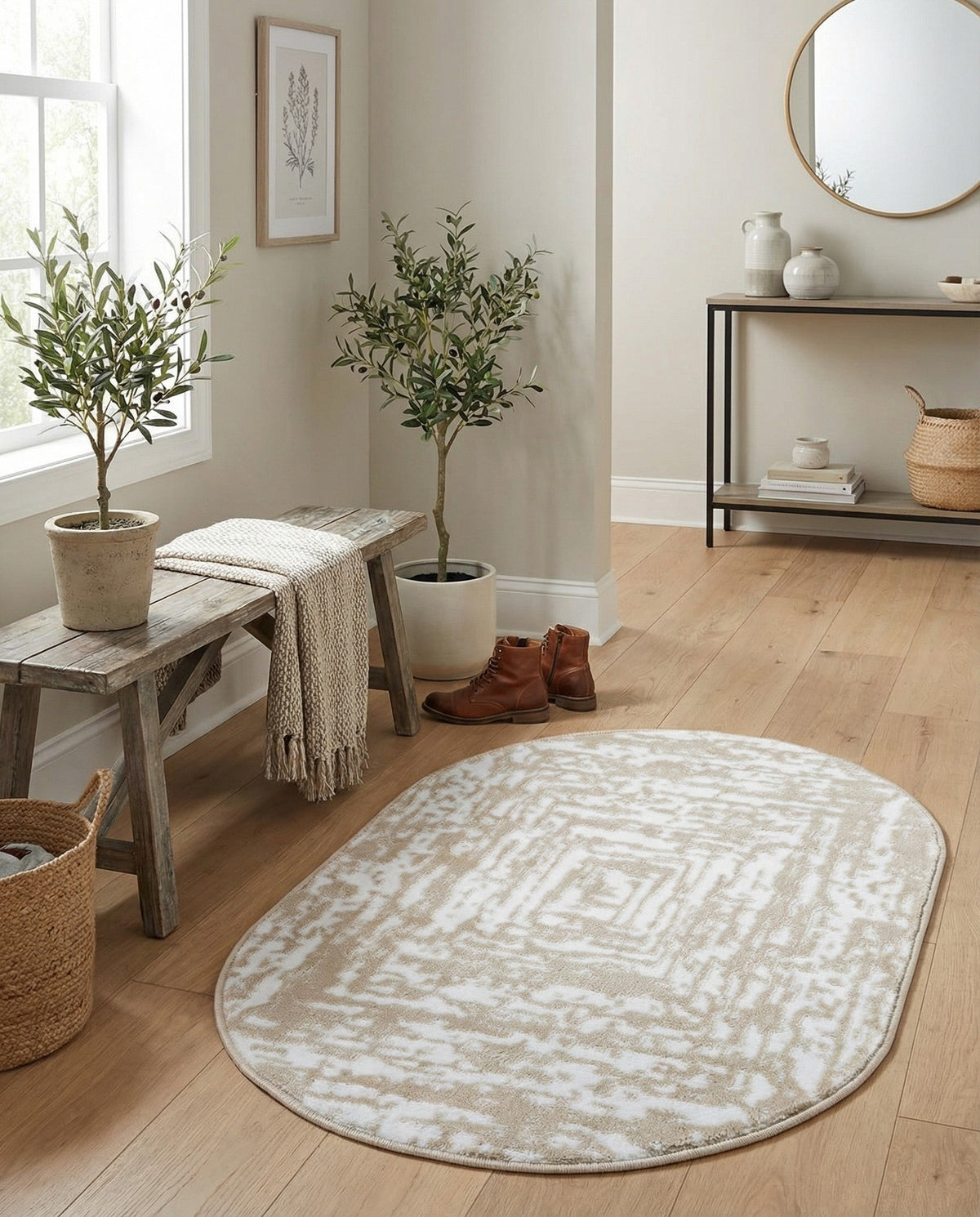 Sanctuary Retreat Collection Area Rug -  Asylum Oval White Bone  lifestyle 143