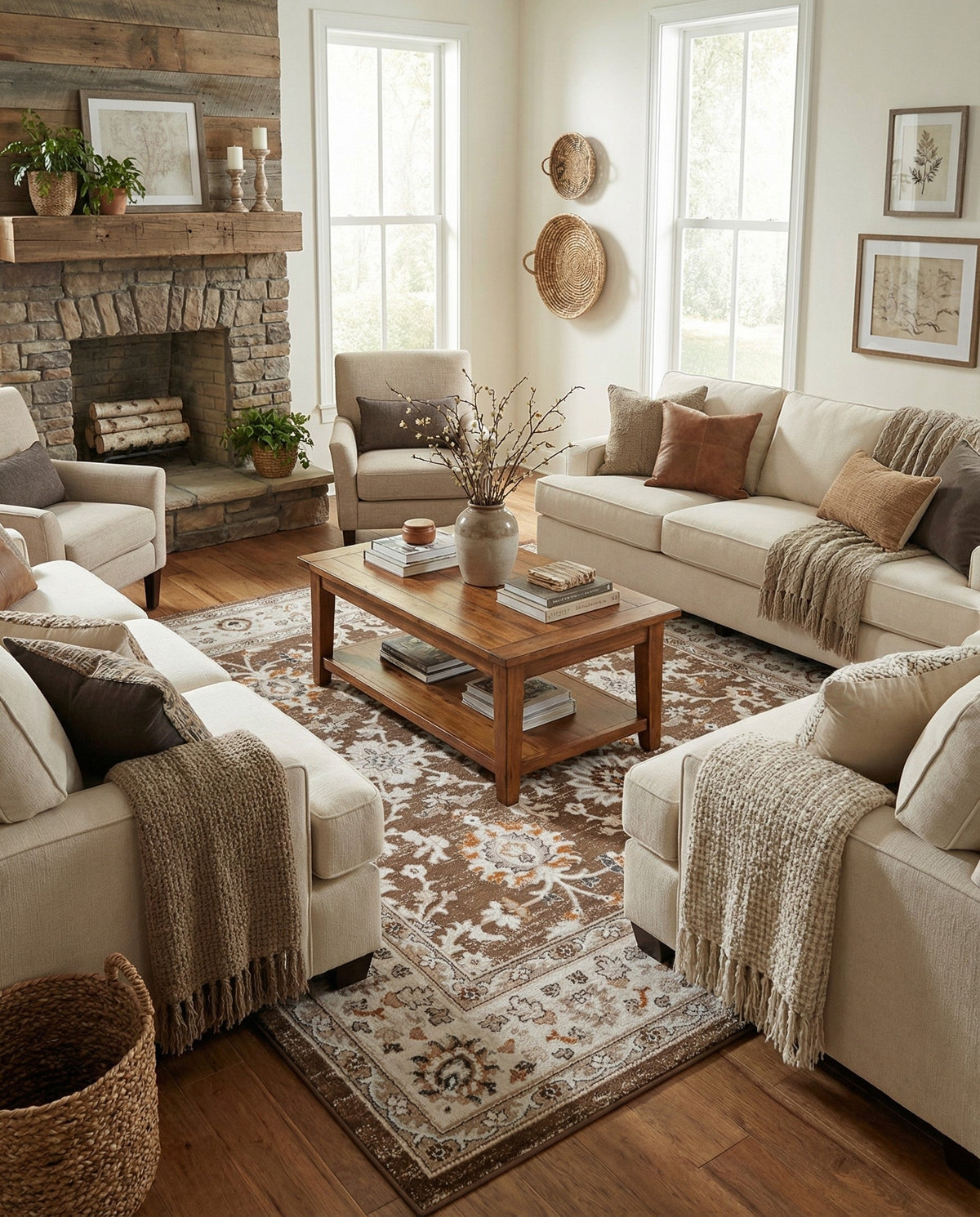 Savannah Elegance Collection Area Rug - Augusta (Brown) Square Brown  lifestyle 84