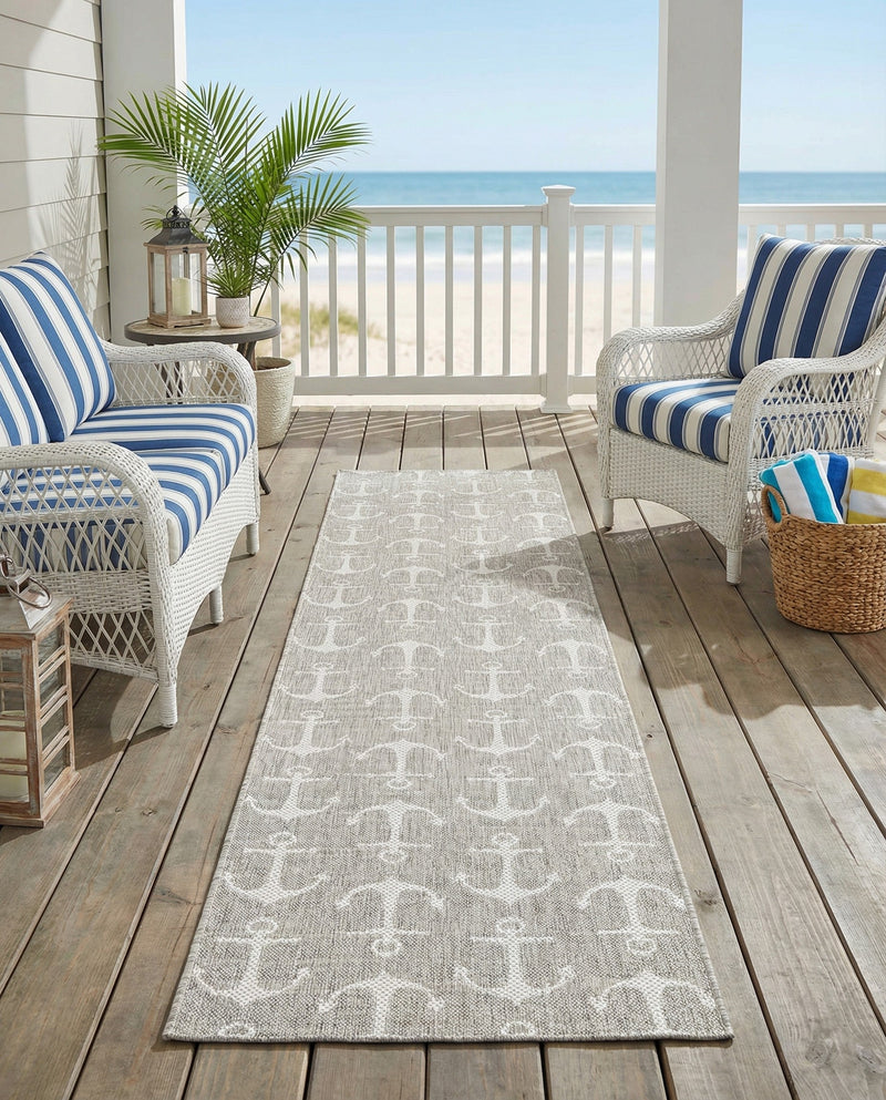 Seaside Haven Rugs Collection Area Rug - Sapphire (Gray) Runner Gray  lifestyle 74