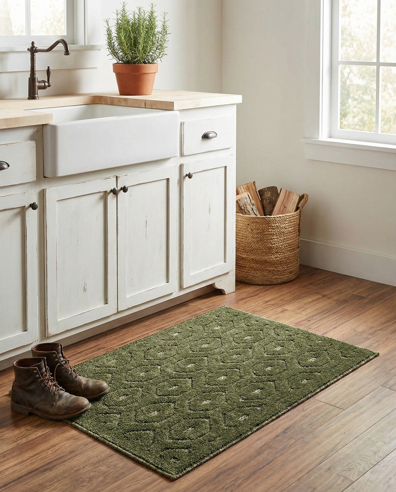 Garden Lattice Charm Collection Area Rug - Arbor (Green) Rectangle Green  lifestyle 6