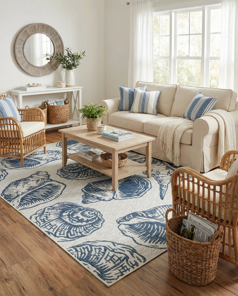 Seaside Haven Rugs Collection Area Rug -  Lighthouse (Ivory and Navy Blue) Rectangle Ivory and Navy Blue  lifestyle 14