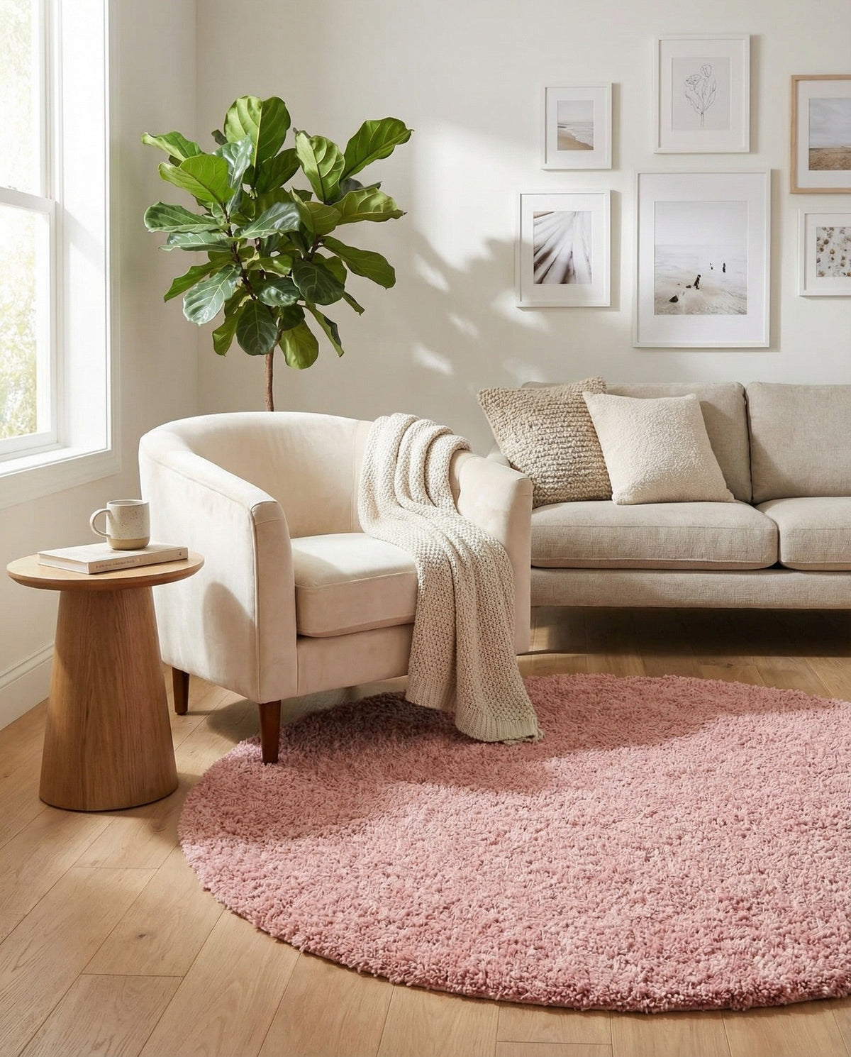 Alpine Plush Collection Area Rug - Verbier Round Pink  lifestyle 66