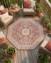 Tribal Terrace Treasures Collection Area Rug -  Incan Isle (Rust Red) Octagon Rust Red  lifestyle 33