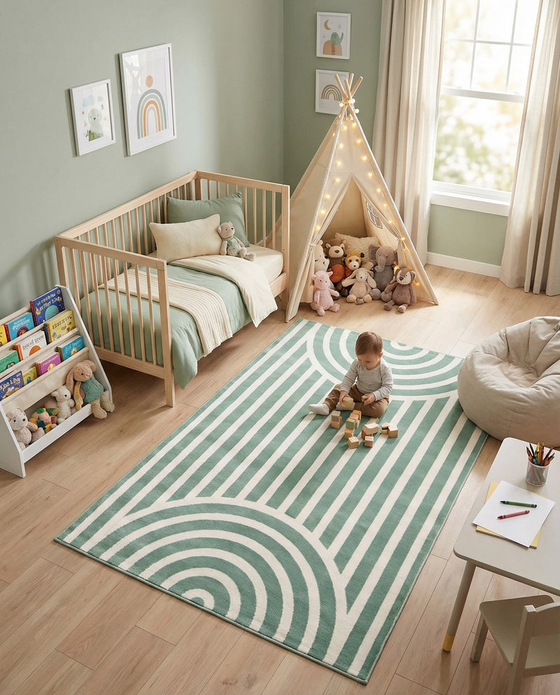 Wonder Tykes Collection Area Rug -  Joydale Rectangle Soft Green  lifestyle 25