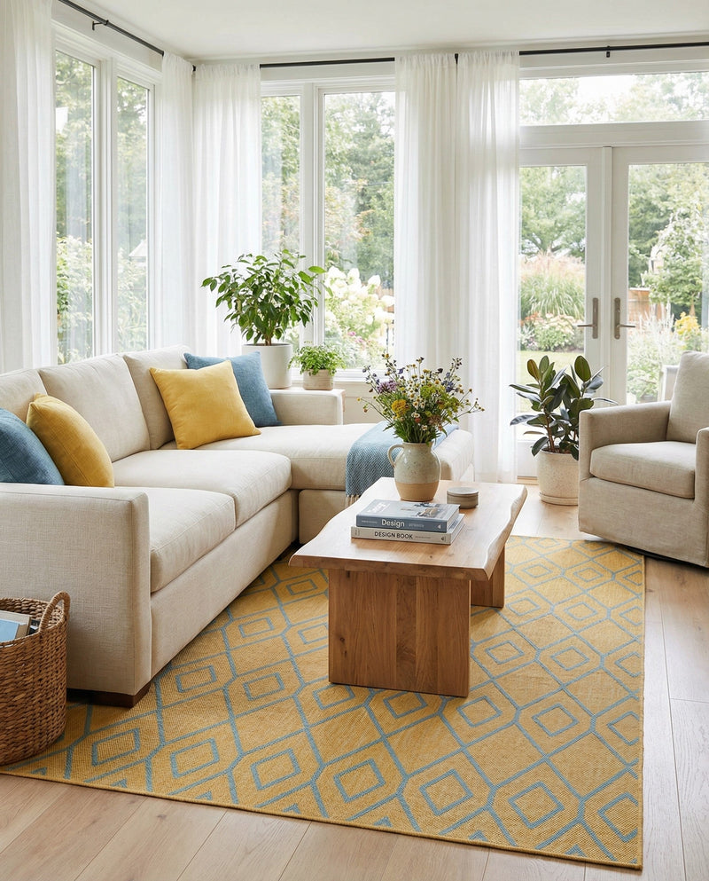 Urban Oasis Rugs Collection Area Rug -  Boulevard (Yellow and Aqua) Rectangle Yellow and Aqua  lifestyle 12