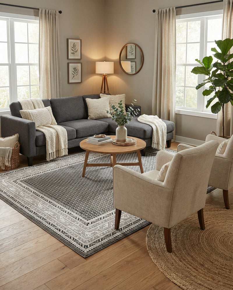 Soho Elegance Collection Area Rug -  Mercer (Gray) Rectangle Gray  lifestyle 16