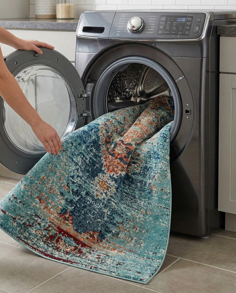Venetian Tapestry Collection Area Rug -  Giudecca Rectangle Turquoise  lifestyle 24