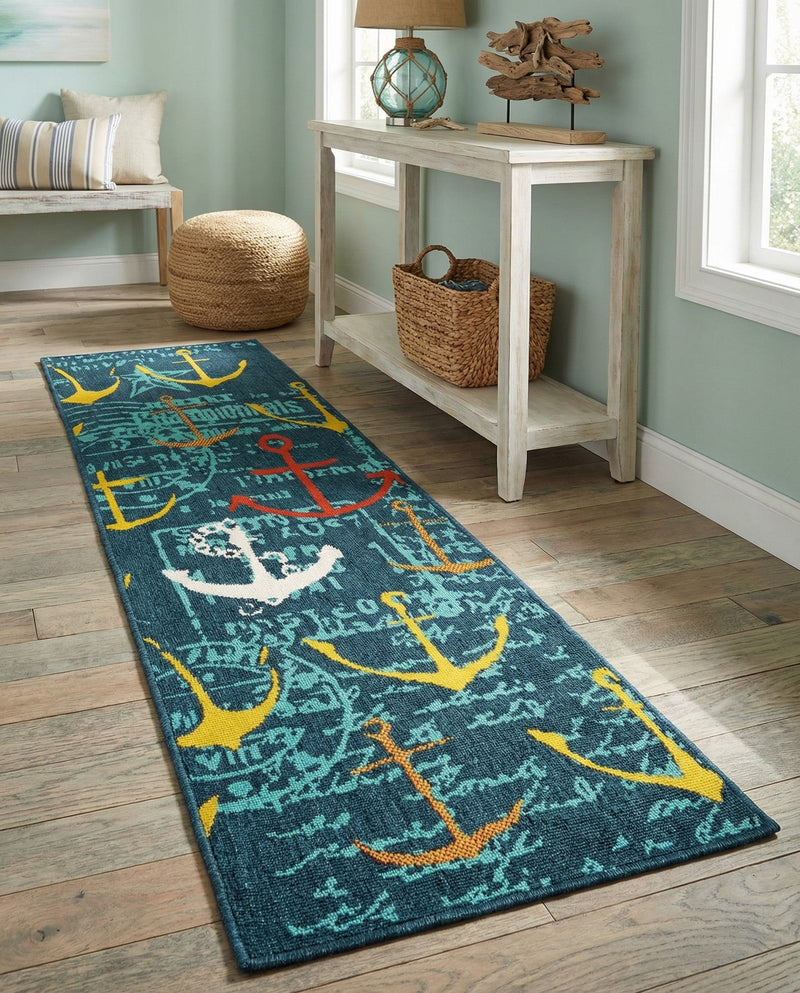 Seaside Haven Rugs Collection Area Rug -  Lighthouse Runner Navy Blue  lifestyle 58
