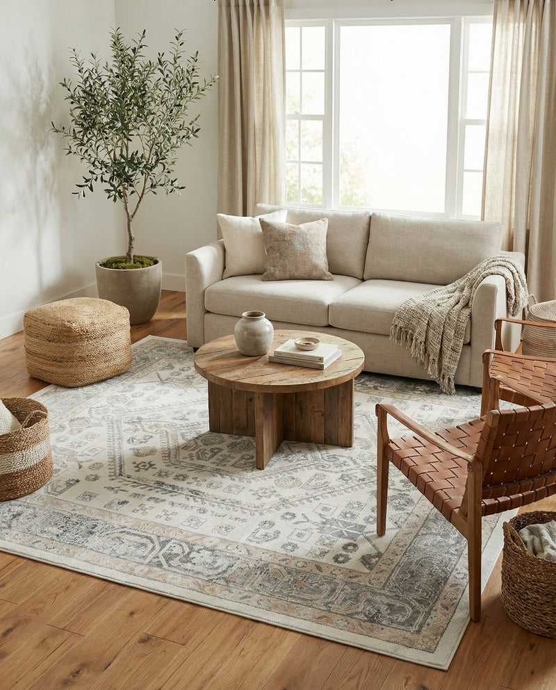 Adriana Terrace Collection Area Rug - Capri (Ivory) Rectangle Ivory  lifestyle 30