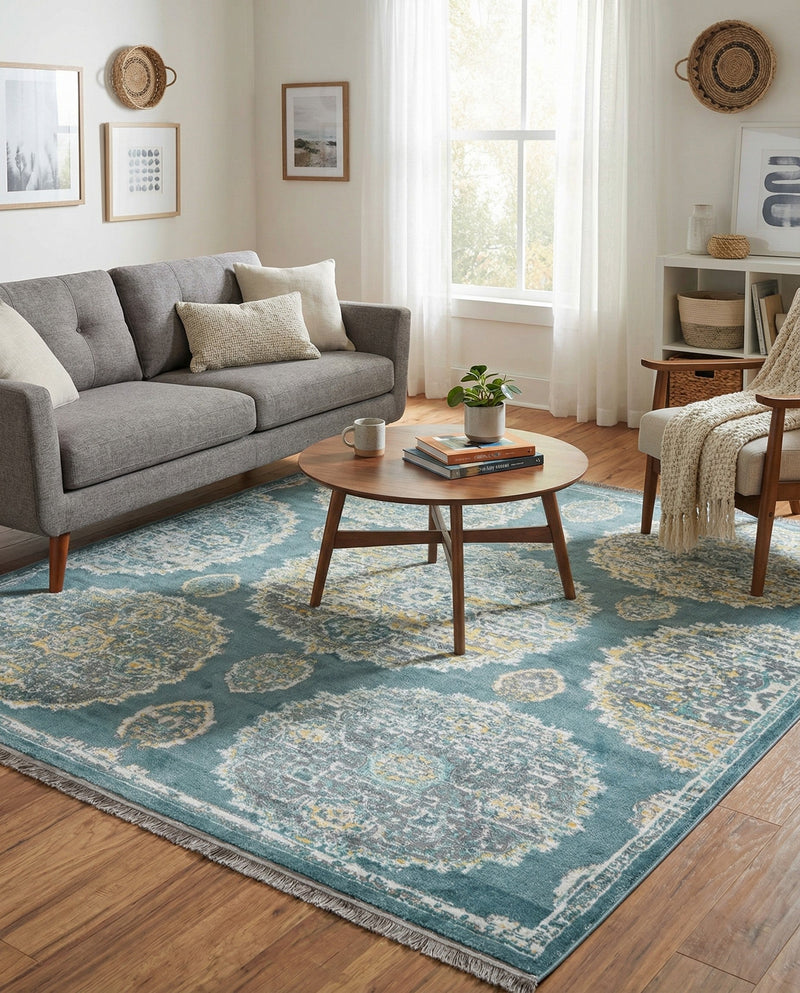 Arcadia Rugs Collection Area Rug -  Atlantis (Gray and Blue) Square Gray and Blue  lifestyle 56
