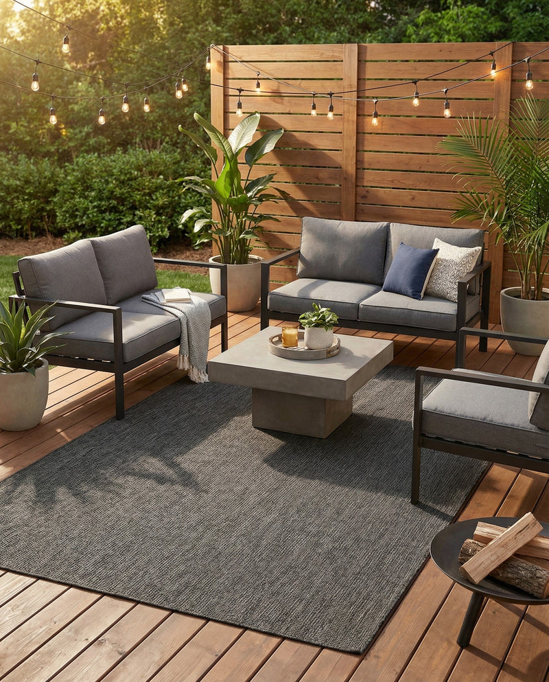 Seaside Serenity Collection Area Rug - Veranda (Black) Rectangle Black  lifestyle 22