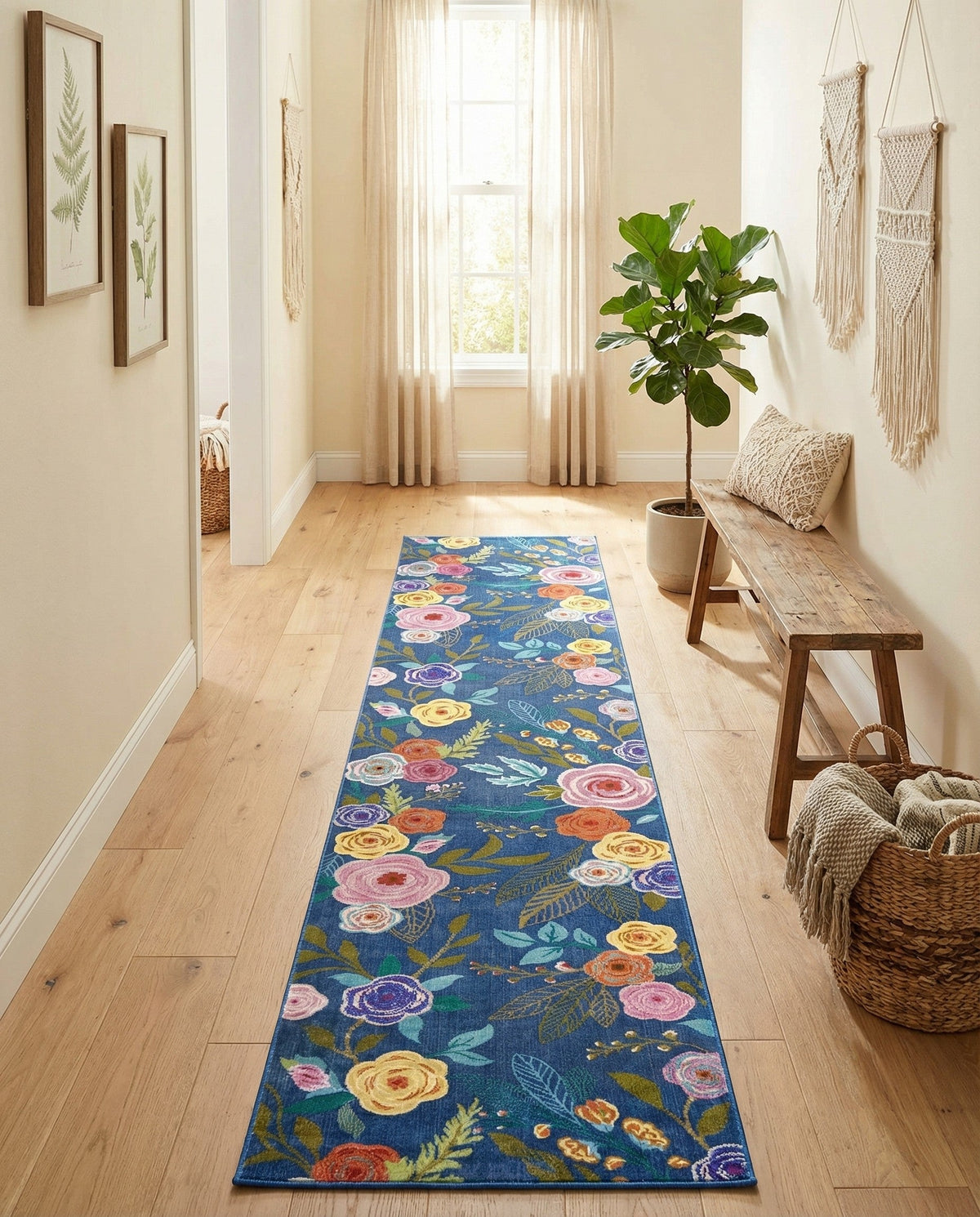 Meadow Breeze Collection Area Rug -  Petal Runner Blue  lifestyle 218