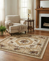 Versailles Elegance Collection Area Rug -  Louveciennes (Cream) Square Cream  lifestyle 37