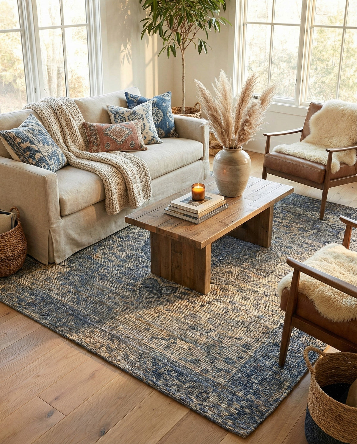 Savannah Threads Collection Area Rug - Charleston Square Blue  lifestyle 90