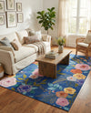 Meadow Breeze Collection Area Rug -  Petal Rectangle Blue  lifestyle 11