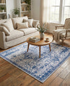 Baroque Era Collection Area Rug - Versailles (Gray Blue) Square Gray Blue  lifestyle 28