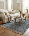 Tulum Trellis Collection Area Rug - Shoreline Rectangle Denim blue  lifestyle 46