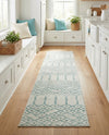 Marrakesh Lattice Collection Area Rug - Casablanca (Ivory Aqua) Runner Ivory Aqua  lifestyle 71
