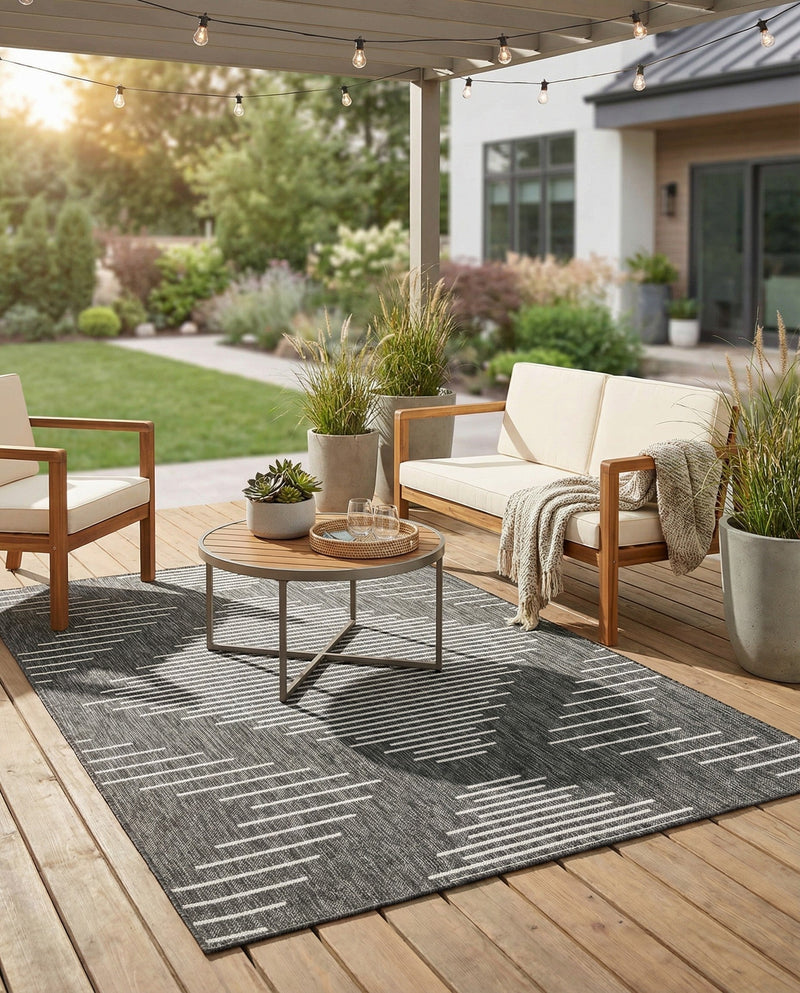 Urban Terrace Collection Area Rug -  Chelsea (Charcoal Gray) Rectangle Charcoal Gray  lifestyle 32