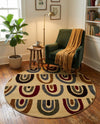 Bistro Lounge Collection Area Rug -  Breve Round Cream  lifestyle 51