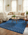 Mediterranean Lattice Collection Area Rug - Santorini (Navy Blue) Rectangle Navy Blue  lifestyle 5