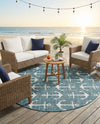 Seaside Haven Rugs Collection Area Rug - Sapphire (Teal) Round Teal  lifestyle 30