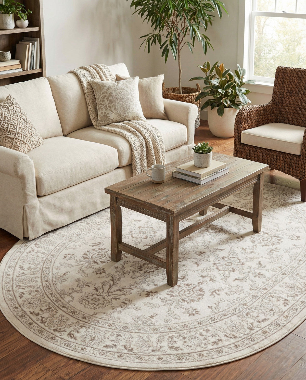 Savannah Elegance Collection Area Rug - Augusta (Ivory) Oval Ivory  lifestyle 98