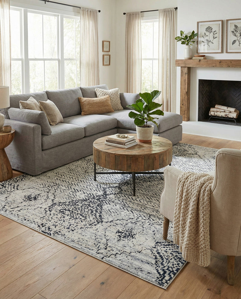Aegean Elegance Washables Collection Area Rug -  Naxos Rectangle Black and White  lifestyle 54