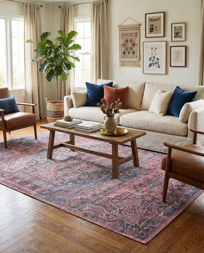 Zahara Oasis Collection Area Rug -  Agadir Rectangle Antique Rust Red  lifestyle 16