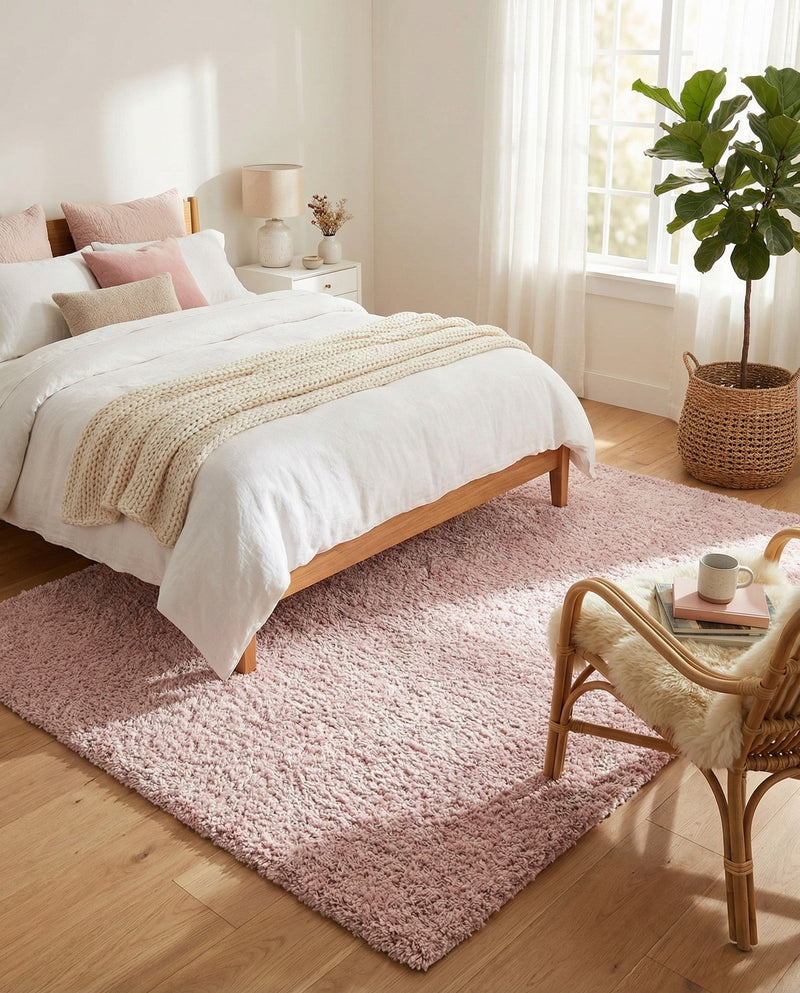 Cozy Comfort Shag Collection Area Rug - Haven (Pink) Rectangle Pink  lifestyle 4