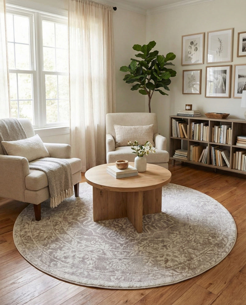 Cambridge Classics Collection Area Rug -  Magdalene (Gray) Round Gray  lifestyle 55