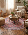 Heritage Elegance Collection Area Rug -  Alhambra Round Red  lifestyle 43