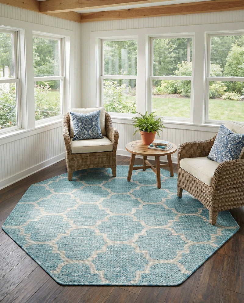 Savannah Pergola Collection Area Rug - Arbor (Aquamarine) Octagon Aquamarine  lifestyle 49