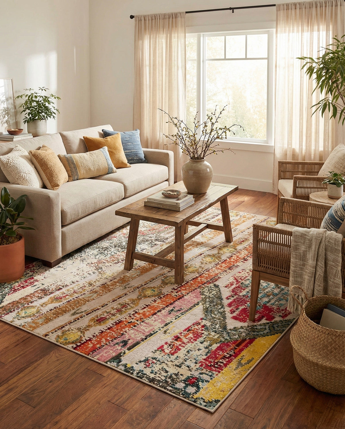 Outdoor Marrakesh Collection Area Rug -  Agadir Square Multi Beige  lifestyle 154