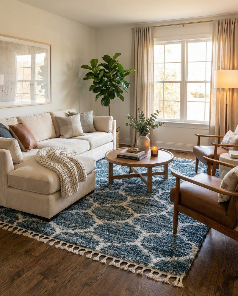 Cozy Cove Shag Collection Area Rug - Marina Rectangle Blue  lifestyle 13