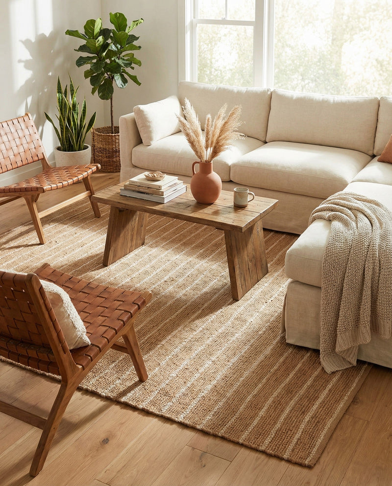 Sequoia Handwoven Jute Collection Area Rug - Briarwood Square Natural  lifestyle 17