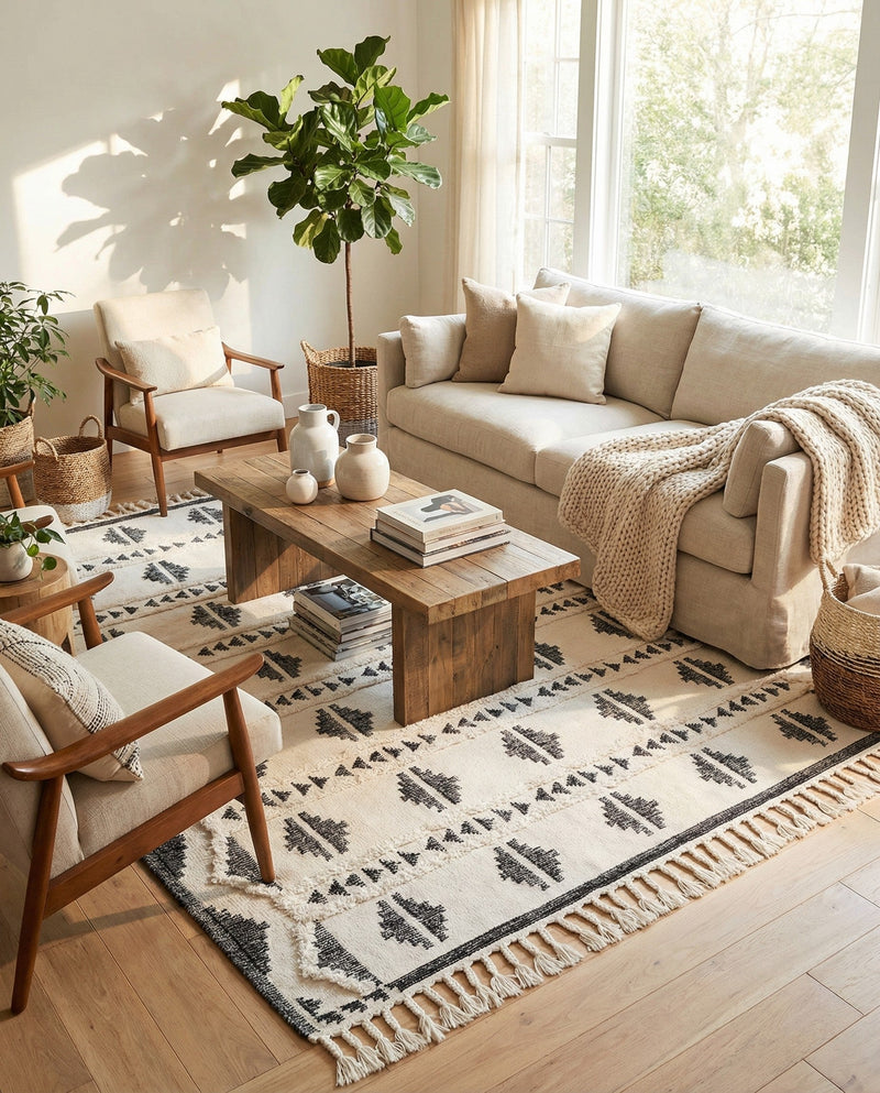 Sonoran Collection Area Rug - BellRock Rectangle Black and White  lifestyle 36
